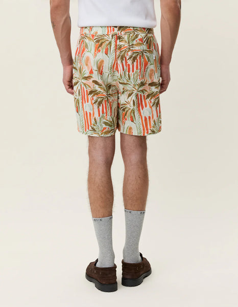 Les Deux Palm AOP Shorts - Raw Sienna Orange