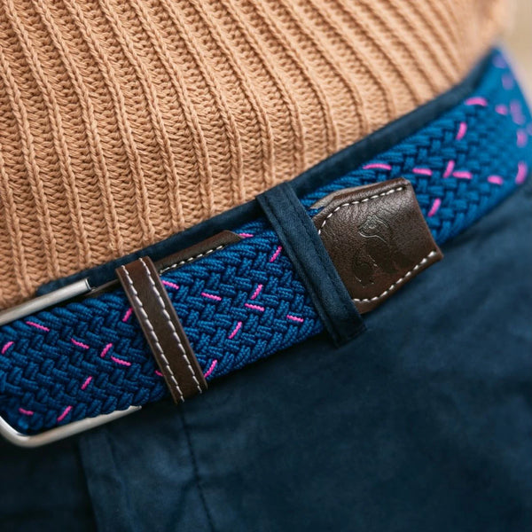 Swole Panda REPREVE®Woven Belt - Navy/Pink Dot