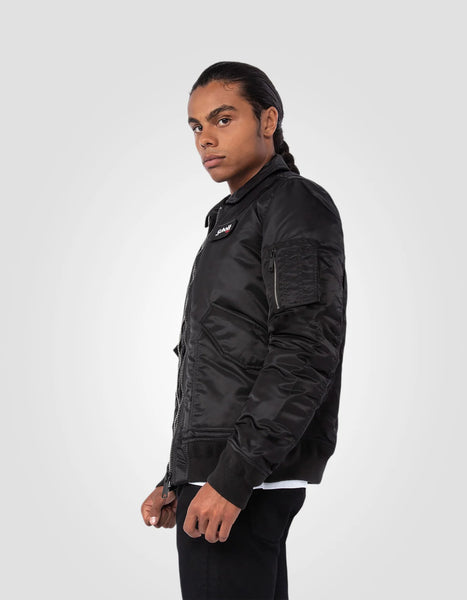 Schott Nylon CWU Bomber Jacket (With Collar) - Black