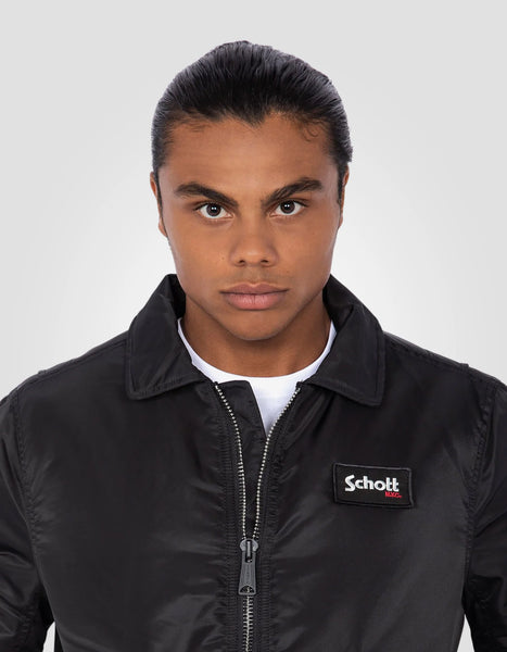 Schott Nylon CWU Bomber Jacket (With Collar) - Black