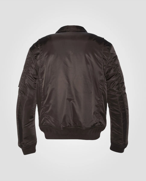 Schott Nylon CWU Bomber Jacket (With Collar) - Brown