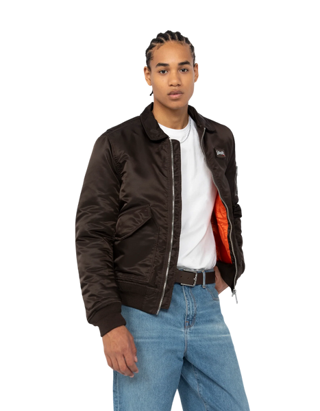 Schott Nylon CWU Bomber Jacket (With Collar) - Brown