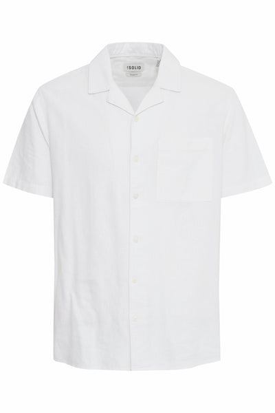 !Solid Sdallan S/S Linen Mix Cuba Shirt - Off White