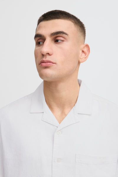 !Solid Sdallan S/S Linen Mix Cuba Shirt - Off White
