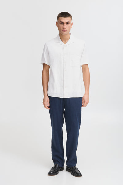 !Solid Sdallan S/S Linen Mix Cuba Shirt - Off White