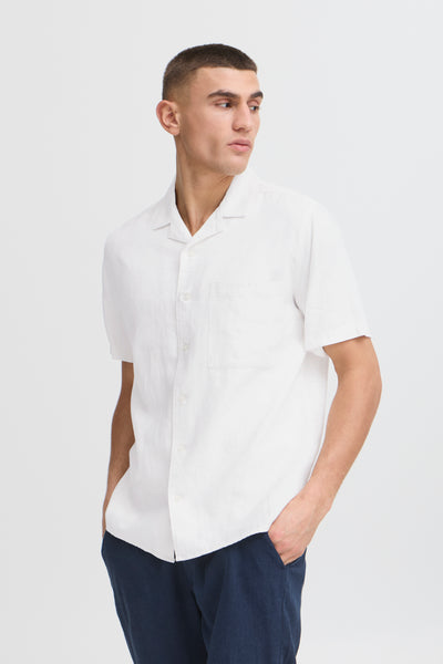 !Solid Sdallan S/S Linen Mix Cuba Shirt - Off White