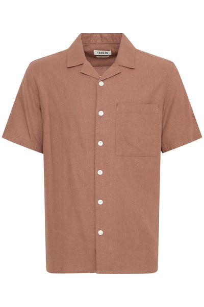 !Solid Sdallan S/S Linen Mix Cuba Shirt - Acorn