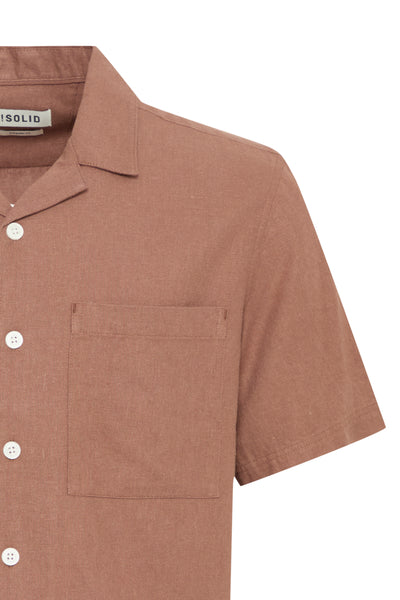 !Solid Sdallan S/S Linen Mix Cuba Shirt - Acorn