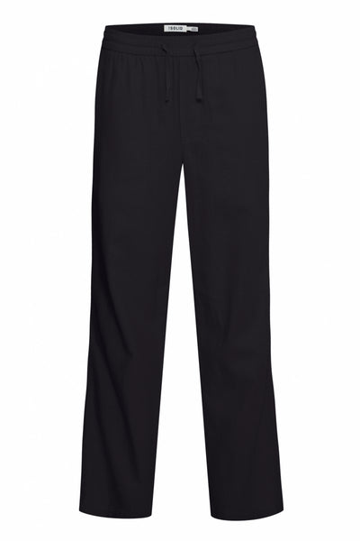 !Solid Sdalann Linen Mix Trousers - Black