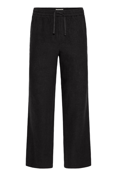 !Solid Sdalann Linen Mix Trousers - Black