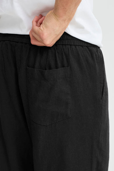 !Solid Sdalann Linen Mix Trousers - Black