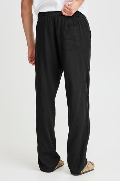 !Solid Sdalann Linen Mix Trousers - Black