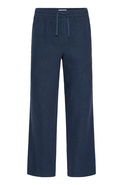 !Solid Sdalann Linen Mix Trousers - Insignia Blue
