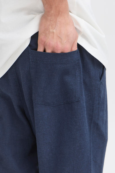!Solid Sdalann Linen Mix Trousers - Insignia Blue