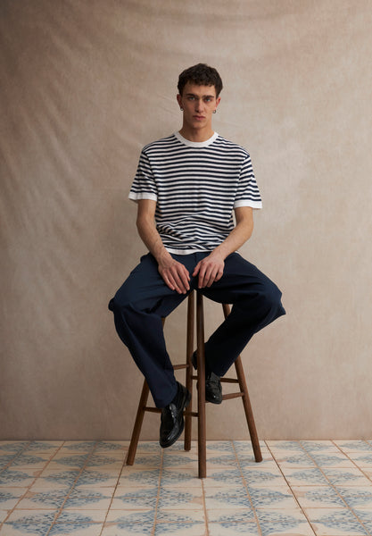 !Solid Sdolsen Knitted Stripe Tee - Insignia Blue