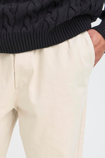 !Solid Sdliam Elasticated Trouser - Oatmeal
