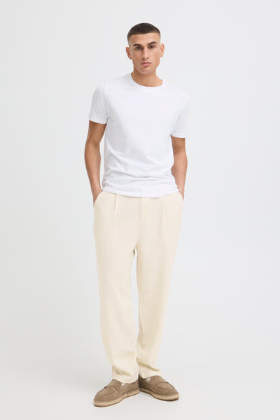 !Solid Sdethan Tapered Pleated Linen Mix Trouser - True Black