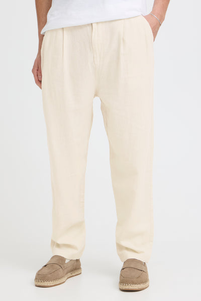 !Solid Sdethan Tapered Pleated Linen Mix Trouser - True Black