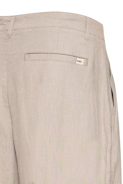 !Solid Sdethan Tapered Pleated Linen Mix Trouser - Driftwood (Grey)