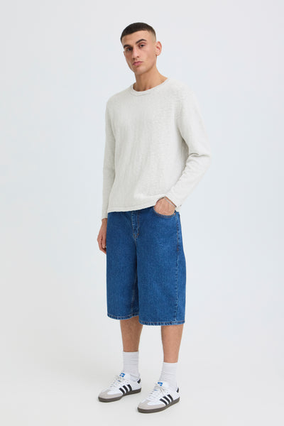 !Solid Sdustin Pullover - Fog Grey Mel/White