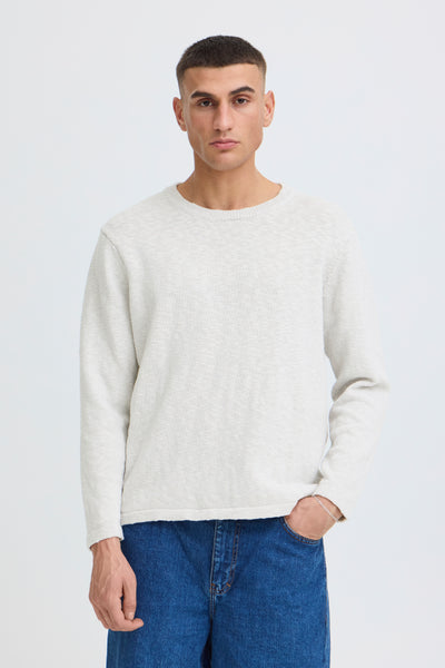 !Solid Sdustin Pullover - Fog Grey Mel/White