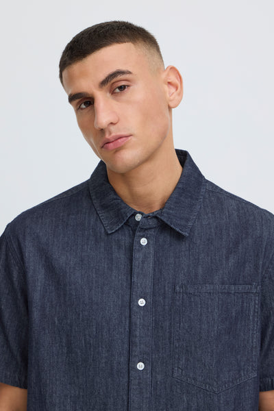 !Solid Sdrogue S/S Shirt - Middle Blue Denim