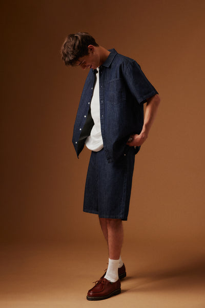 !Solid Sdrogue S/S Shirt - Middle Blue Denim