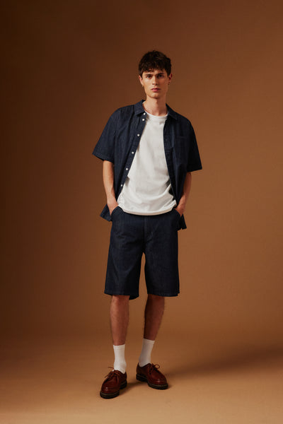 !Solid Sdrogue S/S Shirt - Middle Blue Denim