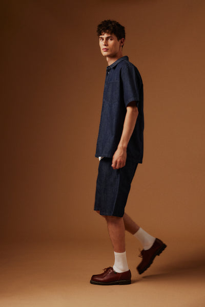 !Solid Sdrogue S/S Shirt - Middle Blue Denim