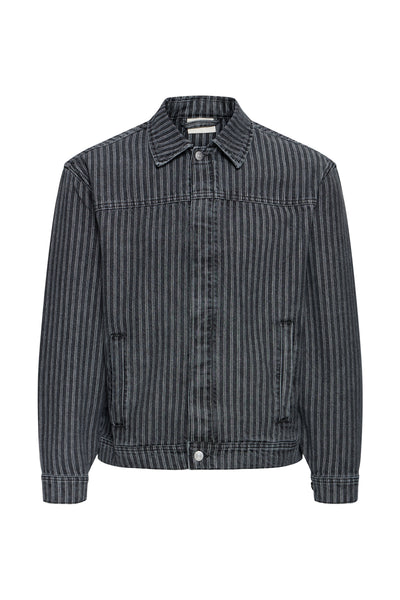 !Solid Sdwexler Jacket - Black Vintage Denim Stripe