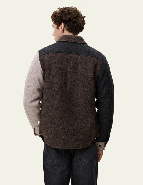 Les Deux Colourblock Wool Overshirt - Mole Brown
