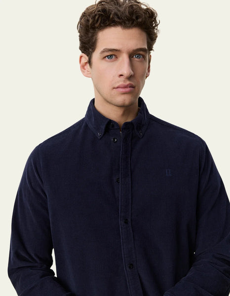 Les Deux L/S Pinwale Cord Shirt - Dark Navy