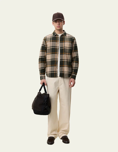 Les Deux L/S Check Flannel Shirt - Rosin Green