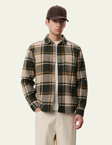 Les Deux L/S Check Flannel Shirt - Rosin Green