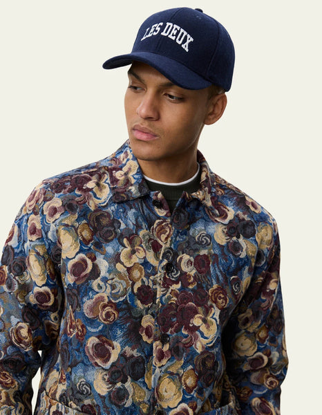 Les Deux Flower Jacquard Overshirt - Blue Multi