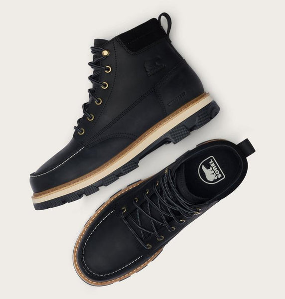 Sorel Lark 47 Moc Toe Waterproof Boot - Black/Bleached Ceramic