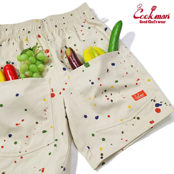 Cookman Chef Short Pants Front Pocket - Sauce Splash - Beige