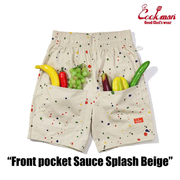 Cookman Chef Short Pants Front Pocket - Sauce Splash - Beige