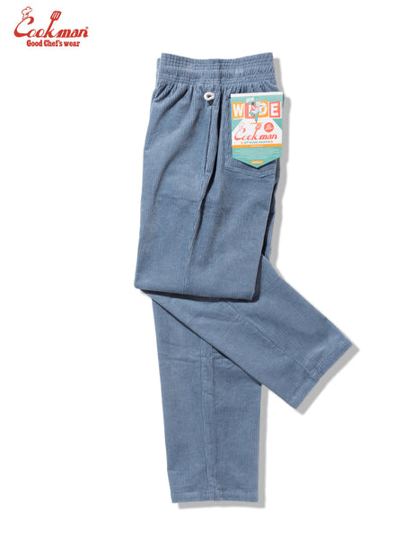 Cookman Semi Wide Corduroy Chefs Pants - Blue/Grey