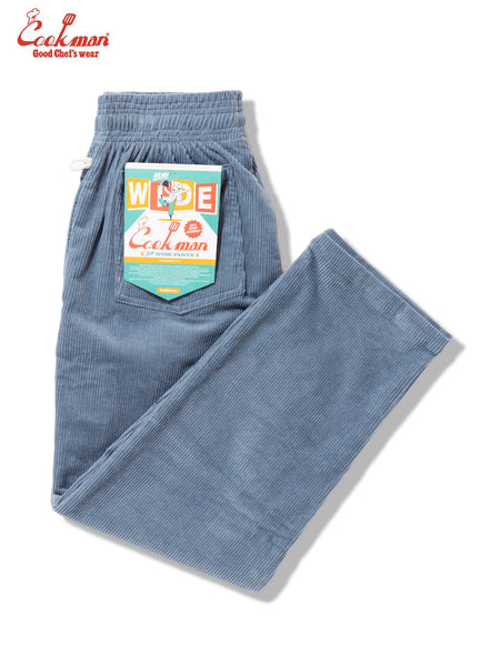 Cookman Semi Wide Corduroy Chefs Pants - Blue/Grey