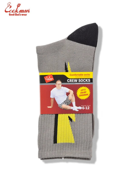 Cookman Rib Crew Lightning Socks - Grey