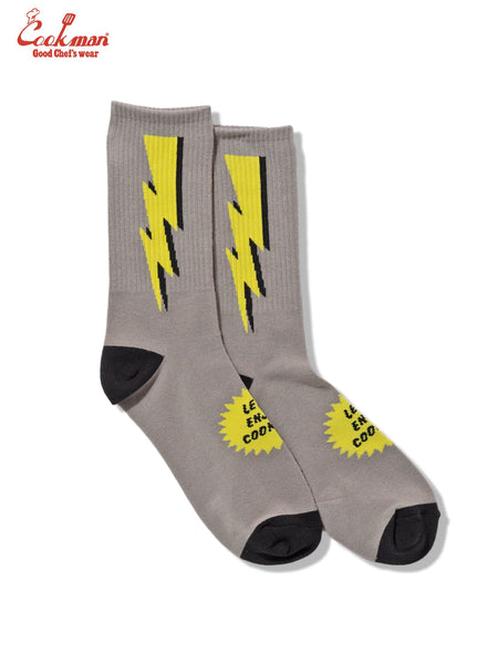 Cookman Rib Crew Lightning Socks - Grey