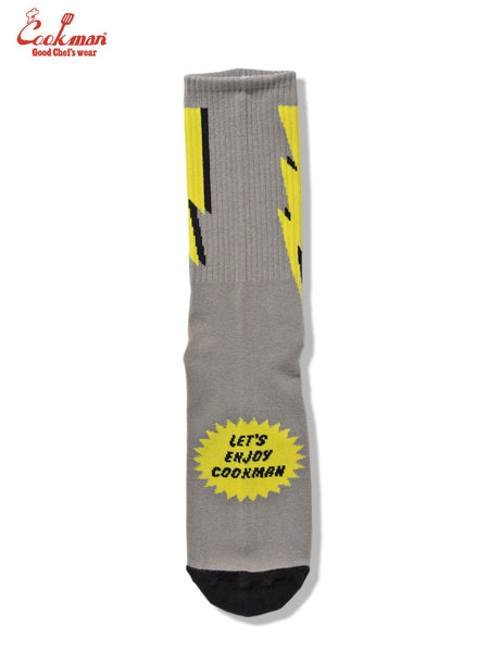 Cookman Rib Crew Lightning Socks - Grey