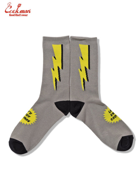 Cookman Rib Crew Lightning Socks - Grey