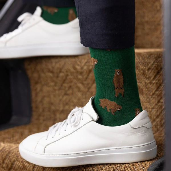 Swole Panda Brown Bear Socks - Green