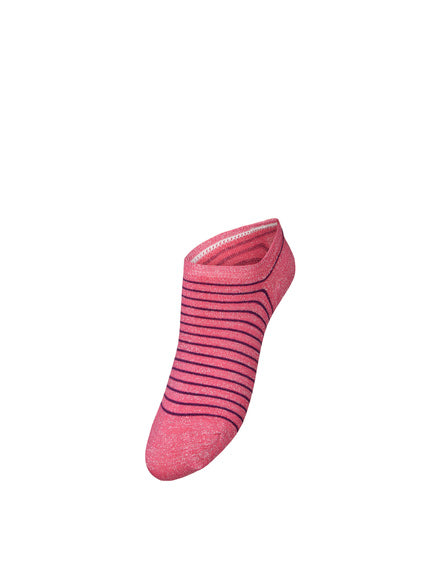 Becksondergaard - Stripe Glitter Sneaker Socks - Hot Pink