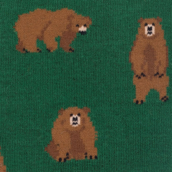 Swole Panda Brown Bear Socks - Green
