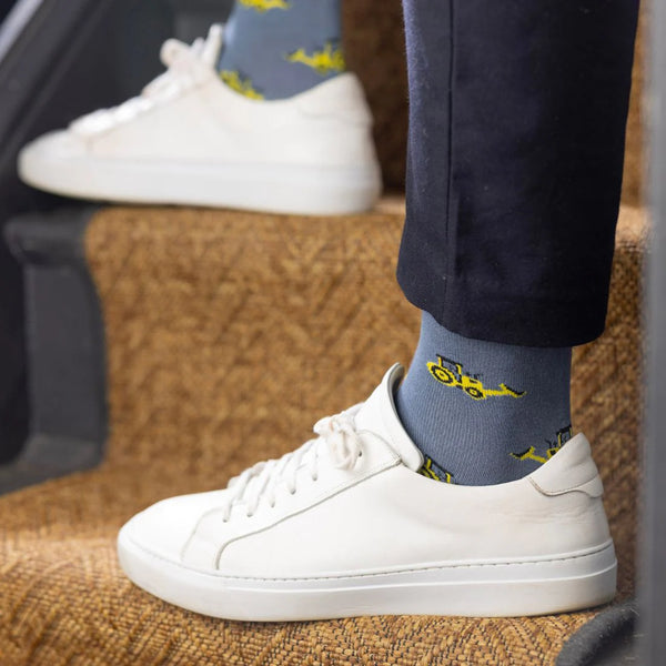 Swole Panda Bamboo Yellow Digger Socks - Grey