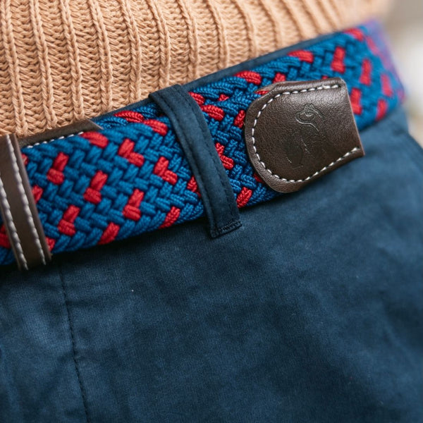 Swole Panda Woven Belt - Navy/Burgundy Spot