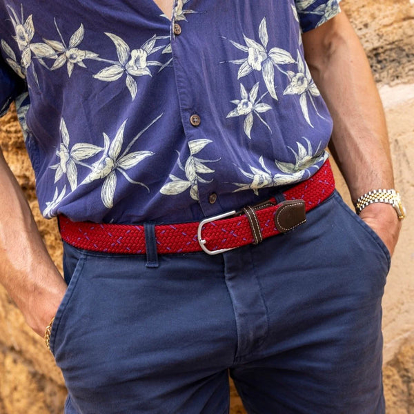 Swole Panda Woven Belt - Red/Blue Dot